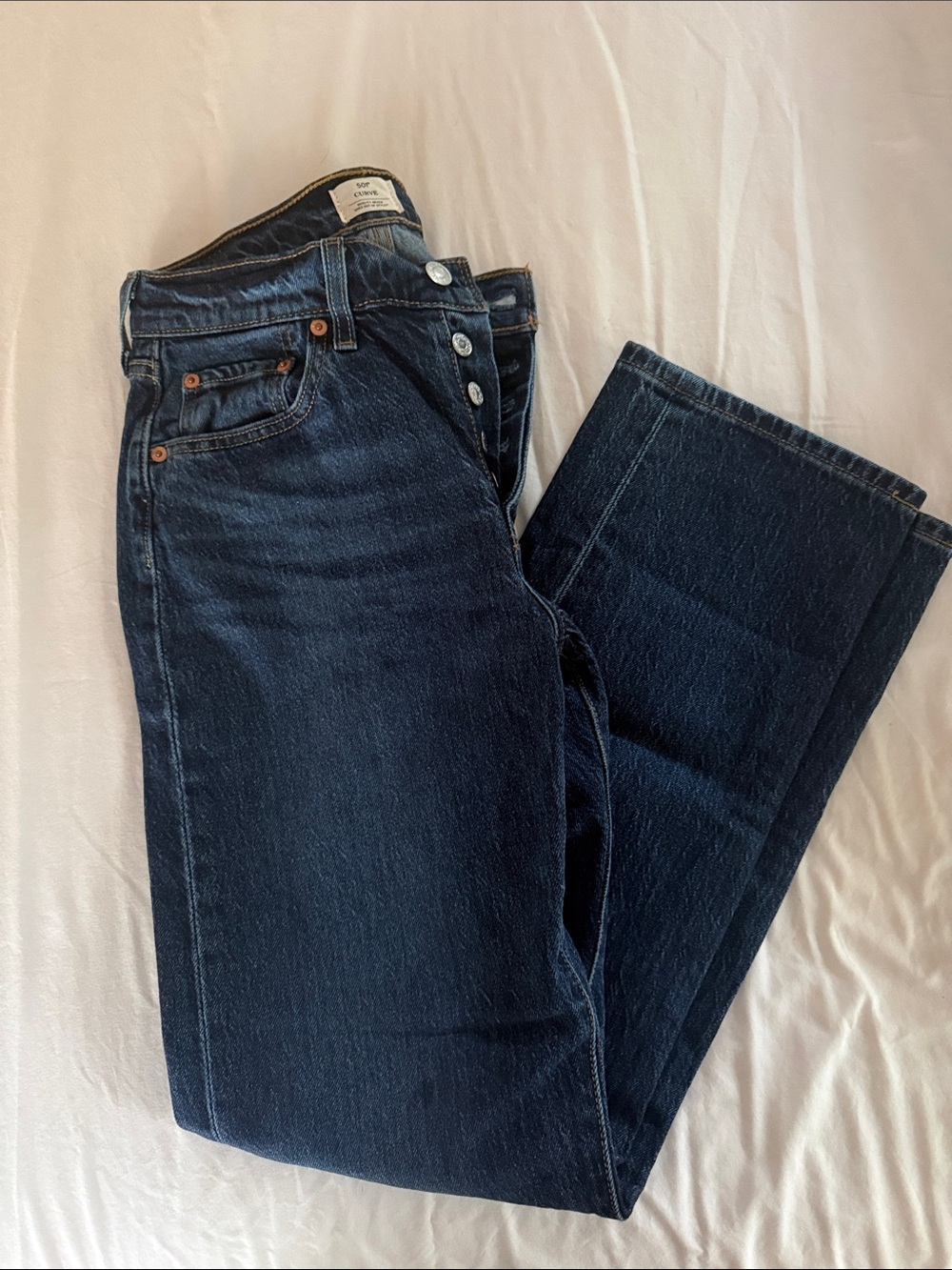 Levi 501 Classic High-Rise Straight Jeans in Dark Blue